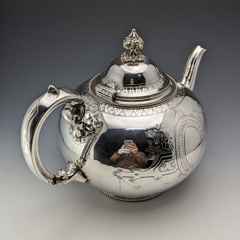 約 1875 年英國古董鍍銀茶壺 Martin & Hall